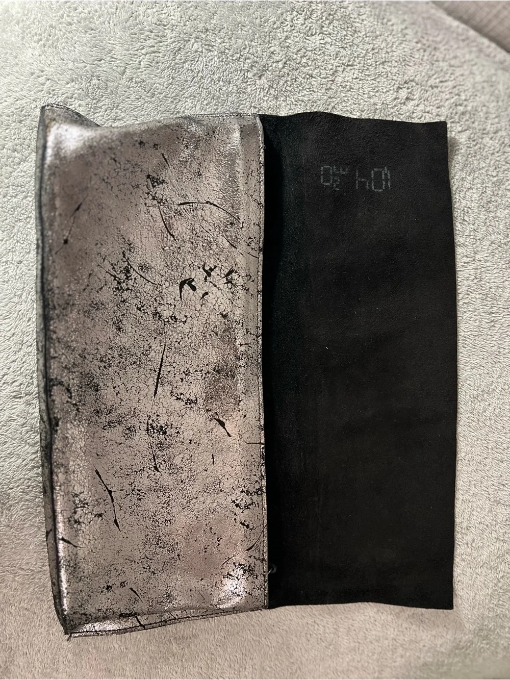 Eileen Fisher Metallic Silver-Black Messenger Bag